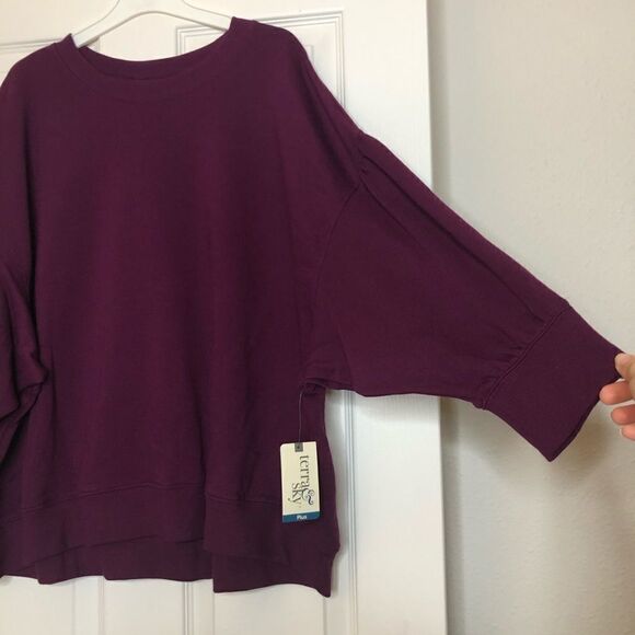 Terra and Sky Women’s Plus Size Puff Sleeves Sweatshirts - Picture 3 of 4